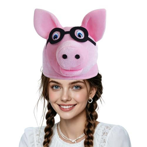Hooin Chapeau de costume de cochon. Chapeau de fête amusant fait à la main en forme de cochon.