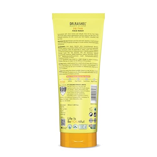 Image of DR.RASHEL De-Tan Face Wash With Natural Extracts & Fruits Infused Facewash Deep Cleansing And Skin Brightening For Oily & Dry Skin - 100 ML