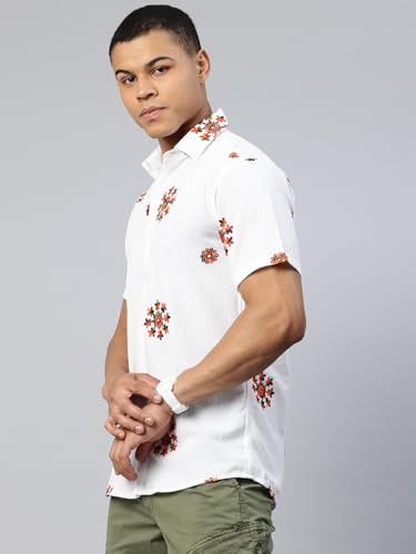 Image of Luxrio Casual Printed Textured Fabric Shirt for Men Regular Fit Cotton Blend