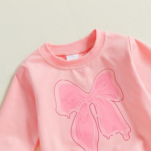 Sasaerucure Infant Toddler Baby Girl Winter Clothes Long Sleeve Bow Shirts with Pants Set 2Pcs Baby Girl Bow Outfits4