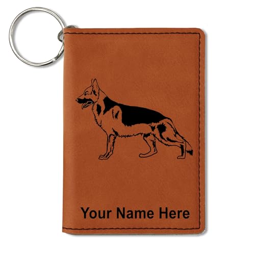 LaserGram ID Holder Wallet, German Shepherd Dog, Personalized Engraving Included (Dark Brown)
