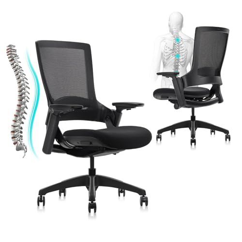 Image of CLATINA Office Chair Swivel Executive Chair, Adjustable Ergonomic Computer Chair with 3D Armrest and Lumbar Support, Mesh Backrest Task Chair for Home Office Conference Room, Studio, 2 Pack