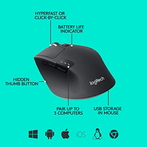 Logitech-M720-Wireless-Triathlon-Mouse-with-Bluetooth-for-PC-with-Hyper-Fast-Scrolling-and-USB-Unifying-Receiver-for-Computer-and-Laptop-Black