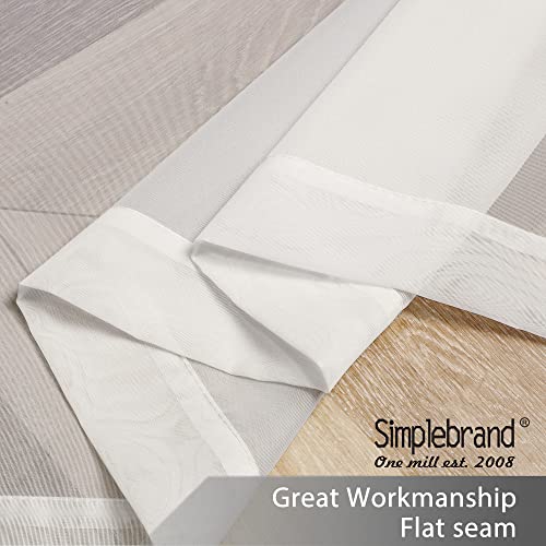 Image of Simplebrand Ivory Short Sheer Curtains 45 Inch Length for Small Windows, Rod Pocket 2 Panels Set Solid Voile Drapes Window Sheer Curtains for Bedroom Bathroom Kids Room Kitchen, 42x45 Inch, Ivory