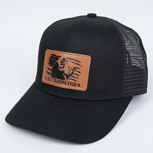 Image of Best Grandpa Ever Hat, Gifts for Grandpas from Grandkids for Christmas Fathers Day Birthday, Grandpa Trucker Black Cap