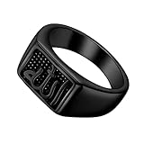 Hipunk Men Islam Muslim Allah God - Stainless Steel Muslim Totem Signet Band Cool Ring for Arabic Islamic Prayer Allah Symbol Men Gift SR0022B-9