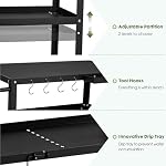 Outdoor Grill Cart Table, Pizza Oven Stand with Casters, Black - Image 6