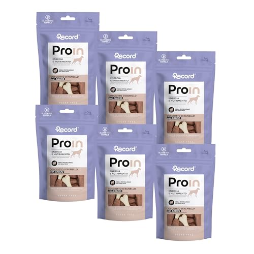 Snack Monoproteico Naturale per Cani all’Agnello con Calcio, confezione 6 x 75 g. Cosciotti con Calcio Ipoallergenici, Grain Free. Energia e benessere intestinale, senza coloranti né zuccheri