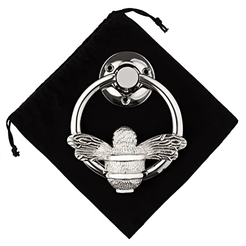 Brass Bee Silver Bee Door Knocker For Front Door | Solid Brass Bee Ring | Gold Brass Knockers With Strike Plate | Upvc | Bumblebee Front Door Furniture With A Unique Design thumb #2