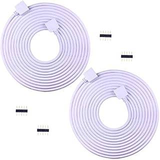 LitaElek 2pcs 5m/ 16.4ft RGBW LED Strip Extension Cable 5 Pin RGBW LED Tape Extension Cord LED Strip Connector LED Ribbon Extender LED Controller Connector for SMD 5050 RGBW LED Strip, White