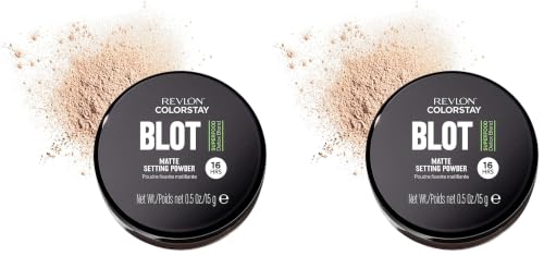 Image of Revlon ColorStay Blot Face Powder, Mattifying, Blurring & Oil Absorbing Setting Powder, Absorb Sebum, Blurs Imperfections and Reduces Pore Appearance, 0.5 oz (Pack of 2)
