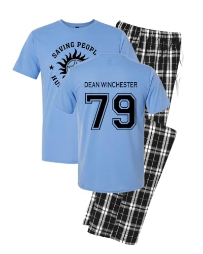 Studio 9Thirty3 Dean Winchester Pajama Set – Supernatural Merch Shirt & Pants – Saving People Hunting Things Lounge Gift
