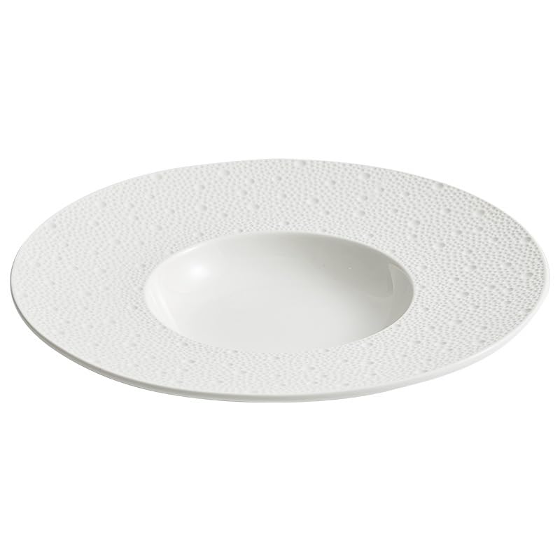 Amazon.com | 珠点宽边汤盘感草帽盘陶瓷沙拉盘子深盘西餐盘酒店餐具 