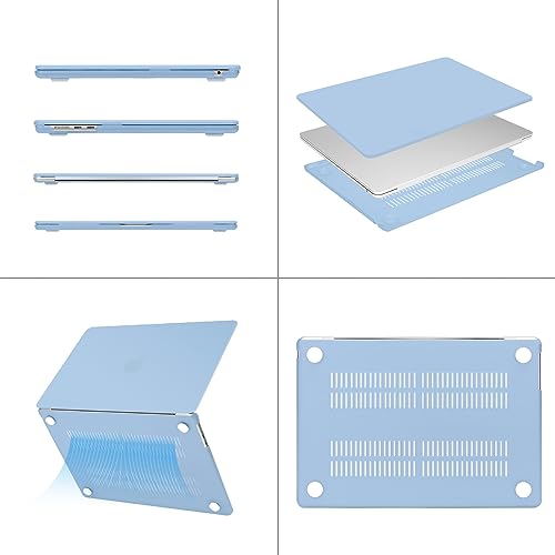 Image of MOSISO Compatible with MacBook Air 15 inch Case M4 M3 M2 2025 2024 2023 Release A3241 A3114 A2941 with Touch ID, Plastic Hard Shell Case&Keyboard Cover&Screen Protector&Storage Bag, Air Blue