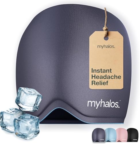 MyHalos Cuffia per alleviare l'emicrania, indossabile per il ghiaccio, riutilizzabile, per terapia del freddo, mal di testa e emicrania, per tensione e sollievo dal mal di testa e pressione sinusale