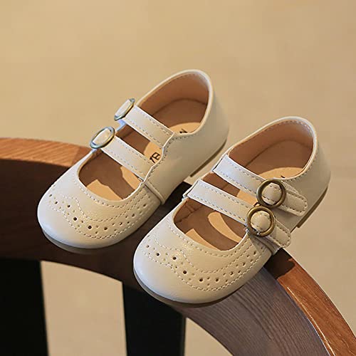 EnJoCho Little Boys Round Toe Shoes Summer and Autumn Girls Boots Cute Flat Hollow Hollow Breathable Comfortable (Beige, 28)2