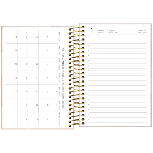 Tilibra - Agenda Executiva Espiral Diária 129 x 187 cm Spot Feminina 2025 - Rosa