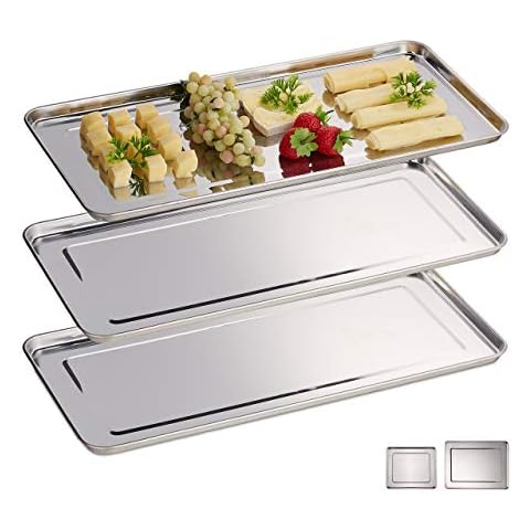 Relaxdays Stainless Steel Serving Trays Set Cover