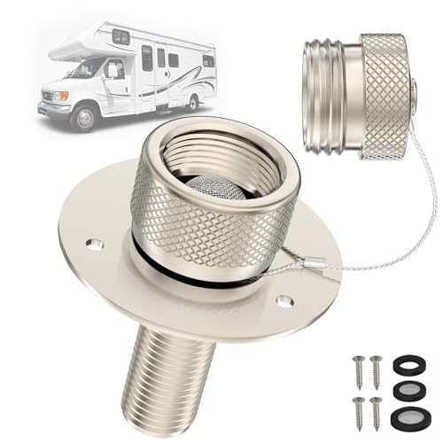 Image of All Metal RV City Water Inlet with Check Valve RV water inlet -rv water fill inlet Leak Proof & Universal Fit for RV Camper Motorhome Trailer Marine -Nickel