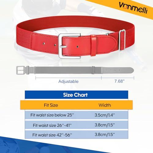 VONMELLI Baseball Belt Softball Belt Adjustable, Elastic Baseball Uniform Belt Youth and Adult Sizes3