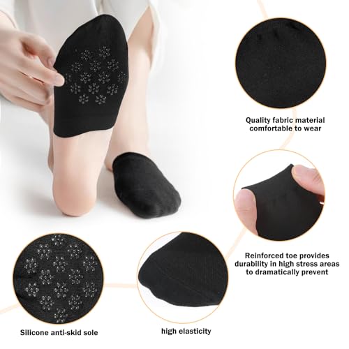 Women's Toe Socks for Mules, 8 Pairs No Show Liner Half Socks, Toe Topper Covers, Seamless Non-Slip Invisible Grip Liners for Women (4 Colors)3