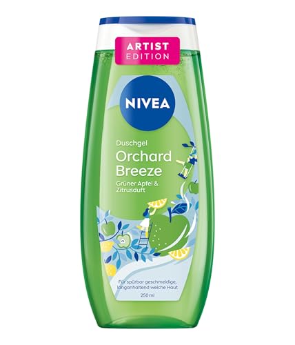 NIVEA Orchard Breeze Artist Edition Duschgel, pH-hautneutrale Pflegedusche mit Vitamin C & E, Duschbad mit fruchtigen Duft von Apfel und Zitrusdüften (250 ml)