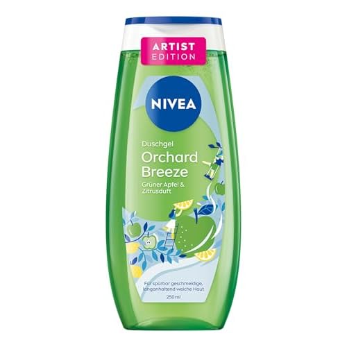 NIVEA Orchard Breeze Artist Edition Duschgel, pH-hautneutrale Pflegedusche mit Vitamin C & E, Duschbad mit fruchtigen Duft von Apfel und Zitrusdüften (250 ml)
