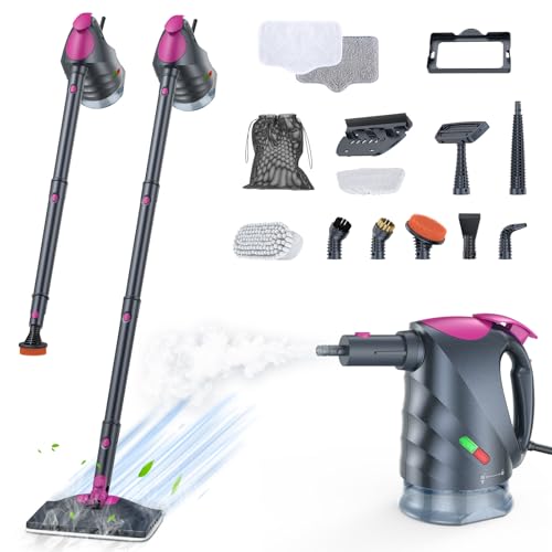 Image of Steam Cleaner, 10-in-1 Steam Mop with Detachable Handheld Steamer, 320ml Water Tank, 10s Fast Heating, Portable Steamer for Kitchen, Floor, Tiles, Window, BBQ Grill, Car