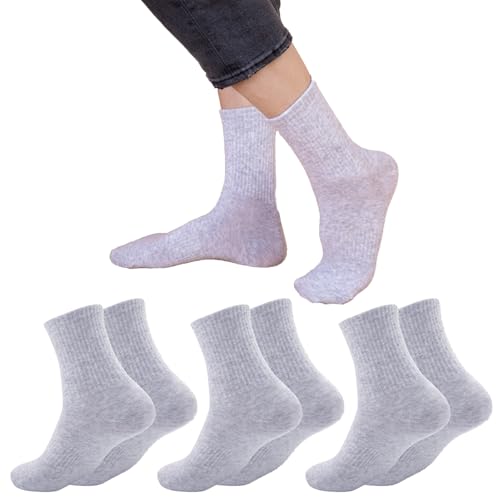 Crew Socks for Women Men 3 Pack White Grey Black