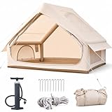 Aufblasbares Zelt, Campingzelt mit Dachfenster, Zelt Aufblasbar für 2-4 Personen mit Luftpumpe, Wasserdichtem Oxford Stoff Luftzelt für Jahreszeiten, Schneller Aufbau, Familienzelt (EIN Eingang)
