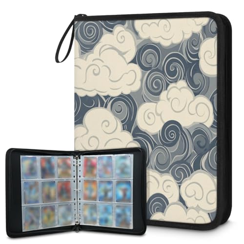 Kuquteed Gray Clouds Trading Card Binder 9 Pocket 900 Cards Holder Collector Album with 50 Removable Sleeves Toys Gifts for Boys Girls Spiral Cloud Game Sports Cards