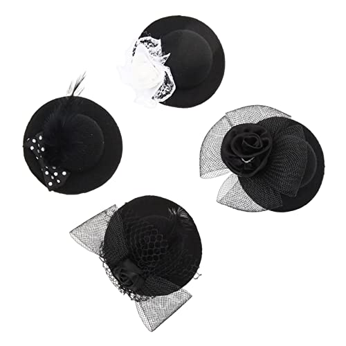 CIYODO 4pcs Mesh Small Tops Hat Doll Hats Tiny Mini for Crafts DIY Tea Party Pick