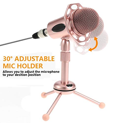 Microphone d'ordinateur pour chat et direct compatible smartphone avec support de table