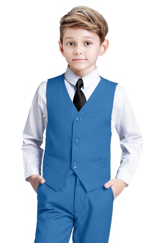 Image of Suit for Boy Formal Slim Fit Tuxedo 5 Pieces Kids Toddler Wedding Outfit Blazer Pants Vest Set Boys Suits