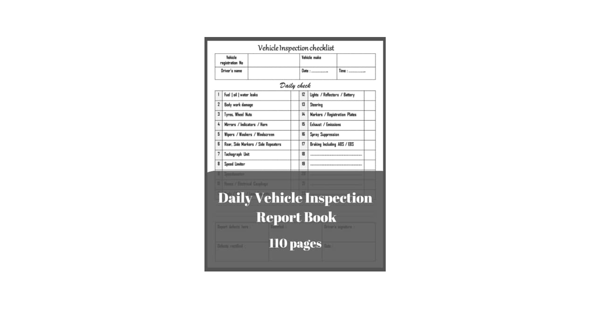 Amazon | Daily Vehicle Inspection Report Book: erfect Daily