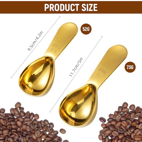 Image of Supvox Spoon Set for Kitchen 2Pcs 15ml /30ml Coffee Bean Spoon Stainless Steel Golden Measuring Spoons Set Kitchen Utility Measuring Spoons with Etched Marks