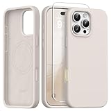 GONEZ Magnetic for iPhone 16 Pro Max Case, [Compatible with MagSafe] Anti-Scratch Microfiber Lining & Screen Protector, Silicone Camera Control, Shockproof Slim Phone Cover 6.9 inch, Stone