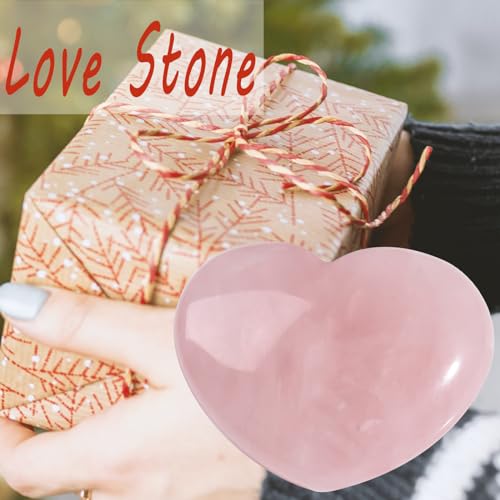 AWARDSEN 45 mm Rose Quartz Crystal Heart, Big Healing Crystals Stone, Natural Love Hearts Gemstones, Pocket Palm Stones for Anxiety Relief, Crystal Gifts for Women, Valentines Day Gifts for Her - Image 6