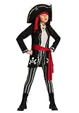Fun Costumes Gold Queen Girls Pirate Captain Halloween, Black, Large