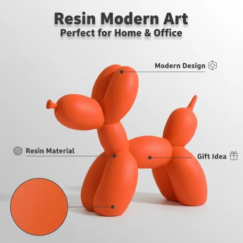 YOYUMI Skulptur Ballon Hund Ornamente Wohnzimmer Schlafzimmer Weinschrank Dekoration Kunstharz Kunsthandwerk Weiche Dekoration Kunst Orange