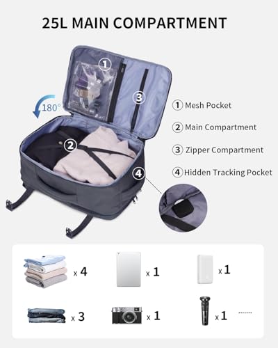 Image of ECOHUB Travel Backpack Airline Approved Under Seat Personal Item Bag | Carry on Backpack Water Resistant Fit 15.6 inch Laptop AirTag Pocket, Lightweight Casual Daypack for Women Men with USB Port