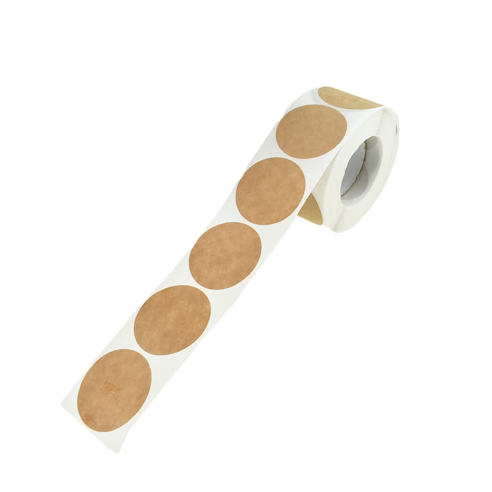 HAHIYO 1.5-Inch 500Pcs Natural Brown Kraft Round Label - Blank Adhesive Sticker to Write On for Jar, Canning, Price Tag, Store Organizing