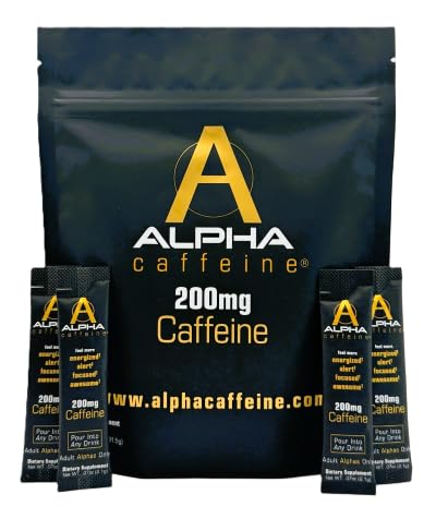 Alpha Caffeine Drink Energizer I Energy Boost Any Drink I 200mg Unflavored Pure Caffeine Powder I Energy in just 30 Minutes I 15 Sticks