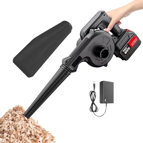 Soplador eléctrico inalámbrico - Soplador de aire portátil para jardín, Soplador de jardín de mano con 2 modos de velocidad | Soplador ligero para el cuidado del césped con batería de 12000 Ah, herram
