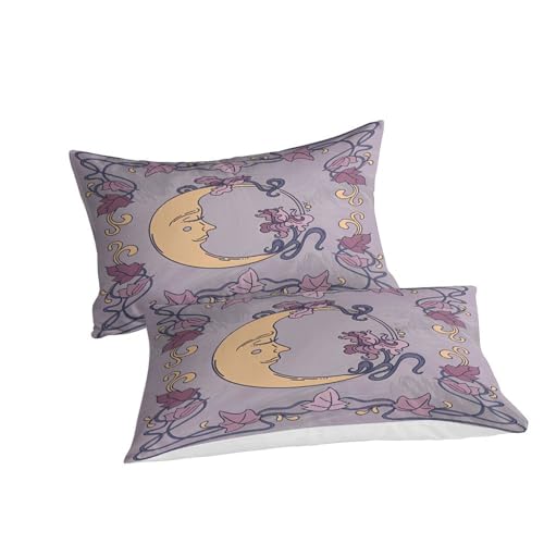 Housse de couette imprimé 3D fleurs de datura microfibre Lune dorée - 6