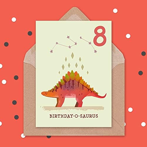 Wee Blue Coo Dinosaur Boys 8th Birthday Card Stegosaurus, Age 8, 17.5 x 12.5 cm - Image 4