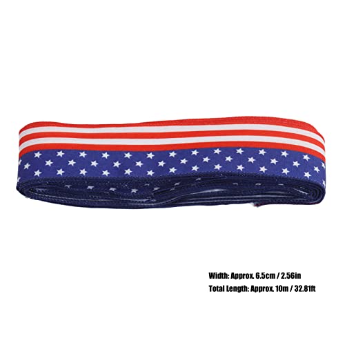 Fita Patriótica 6,5 ​​cm de Largura 10 M de Comprimento, Design Bonito para Festivais, Decoração Com