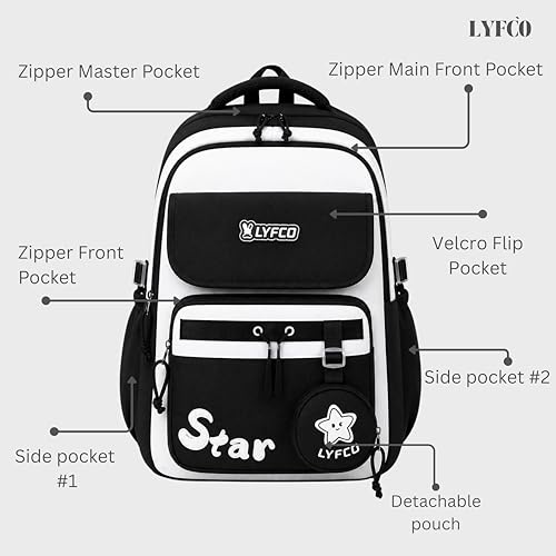 Image of School & College Backpack with Detachable Pouch | 18 Inch Large capacity bag for Girls & Boys Age of 12-16 years | Best for School, Tution, Travel, Camping