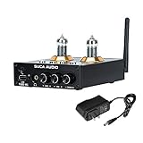SUCA AUDIO Bluetooth 5.0 Preamplifier with 6K4 Vacuum Tubes, RCA/Bluetooth/TF/USB Input Audio Receiver USB DAC Hi-Fi Headphone Amplifier Stereo Audio Preamp with Remote Control (6K4 Tubes)