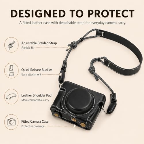 Bowan funda parcial de cuero para Sony RX100 negra miniatura 6